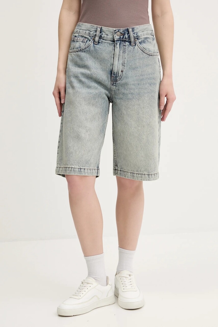 Rifľové krátke nohavice Guess Originals jednofarebné, vysoký pás, M5GD52 D5MKF