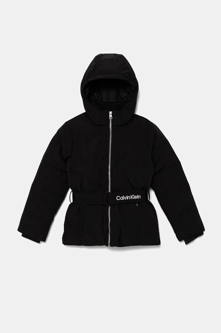 Detská bunda Calvin Klein Jeans čierna farba, IG0IG02976