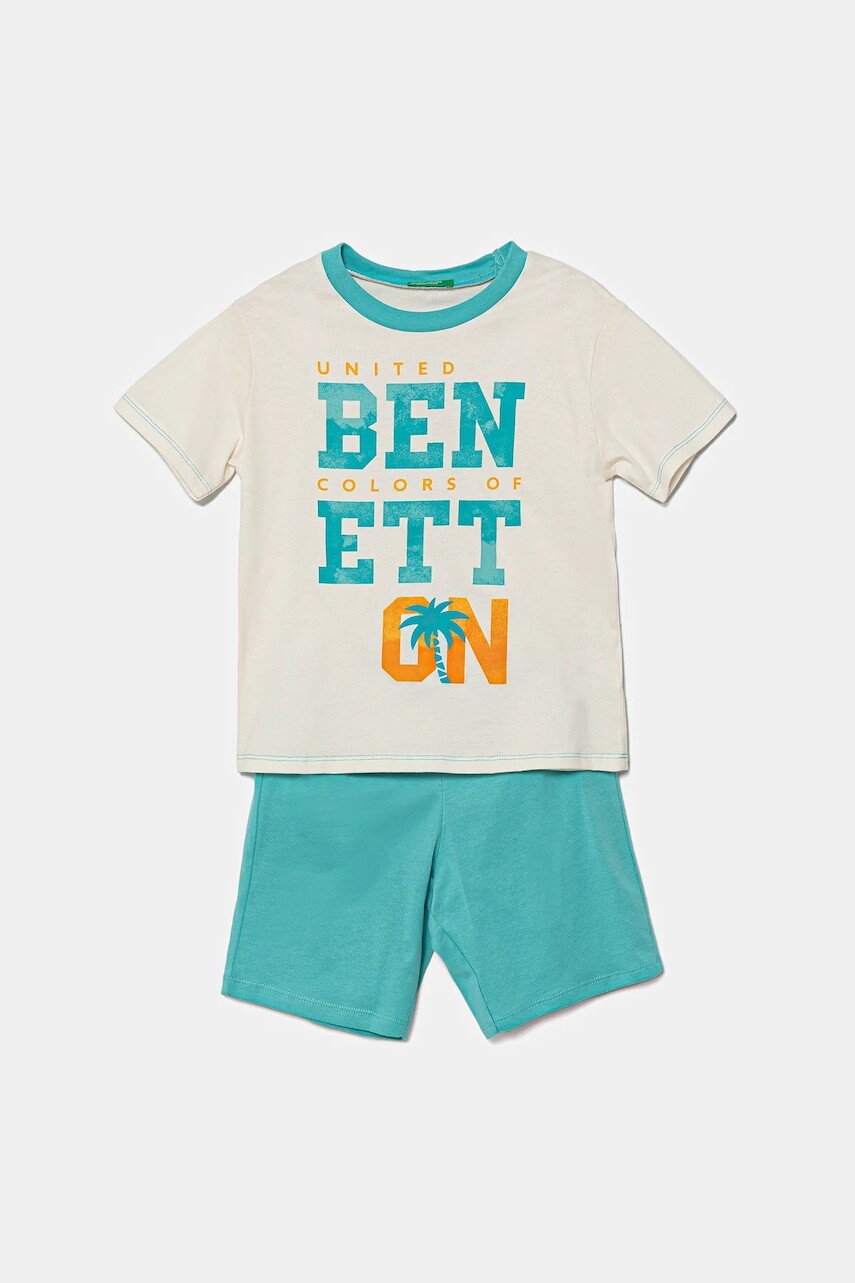 Detské pyžamo United Colors of Benetton tyrkysová farba, s potlačou, 30960P08O