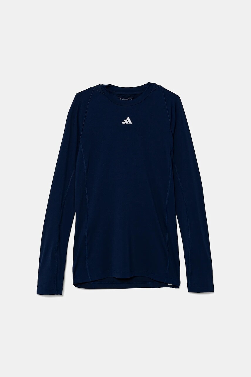 Detské tričko s dlhým rukávom adidas Performance tmavomodrá farba, s potlačou, JW7959