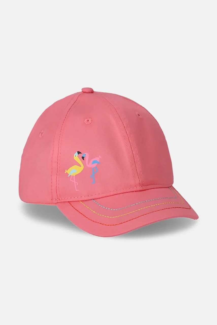 Detská bavlnená šiltovka Coccodrillo ružová farba, s potlačou, ACCESSORIES SUMMER GIRL