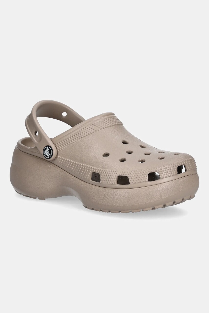 Šľapky Crocs Classic Platform Clog hnedá farba, na platforme, 206750