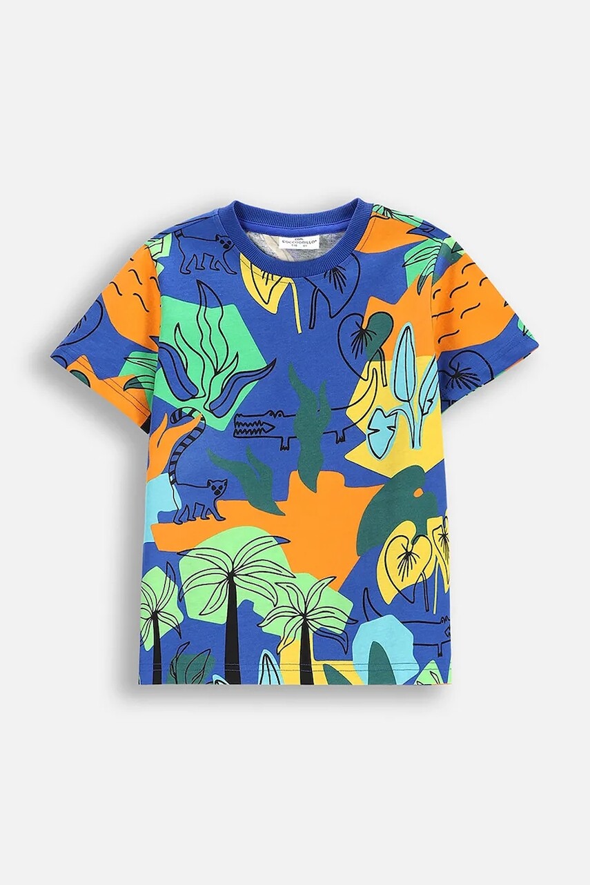 Bavlnené tričko Coccodrillo viac farieb, vzorované, TROPICAL STORY BOY KIDS