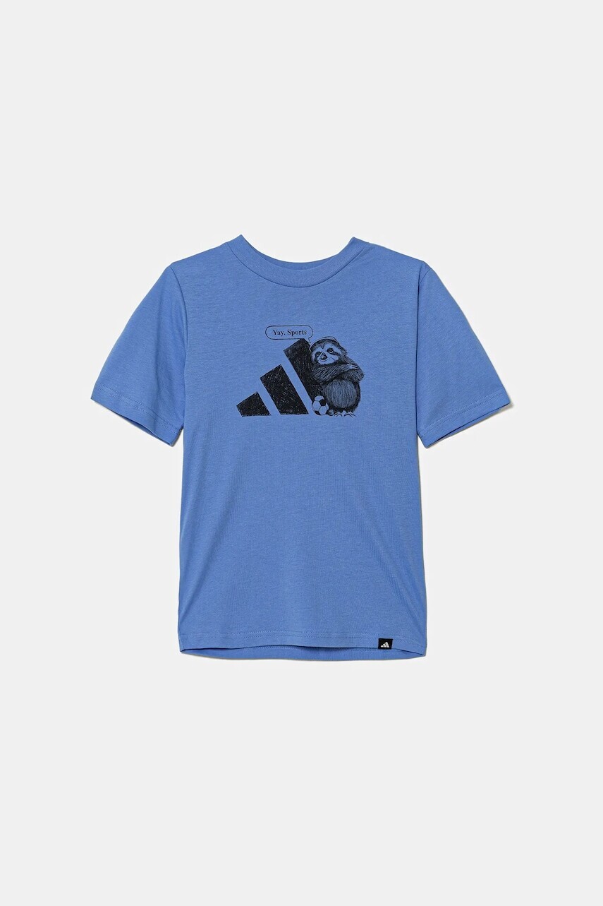 Detské bavlnené tričko adidas fialová farba, s potlačou, JV5252