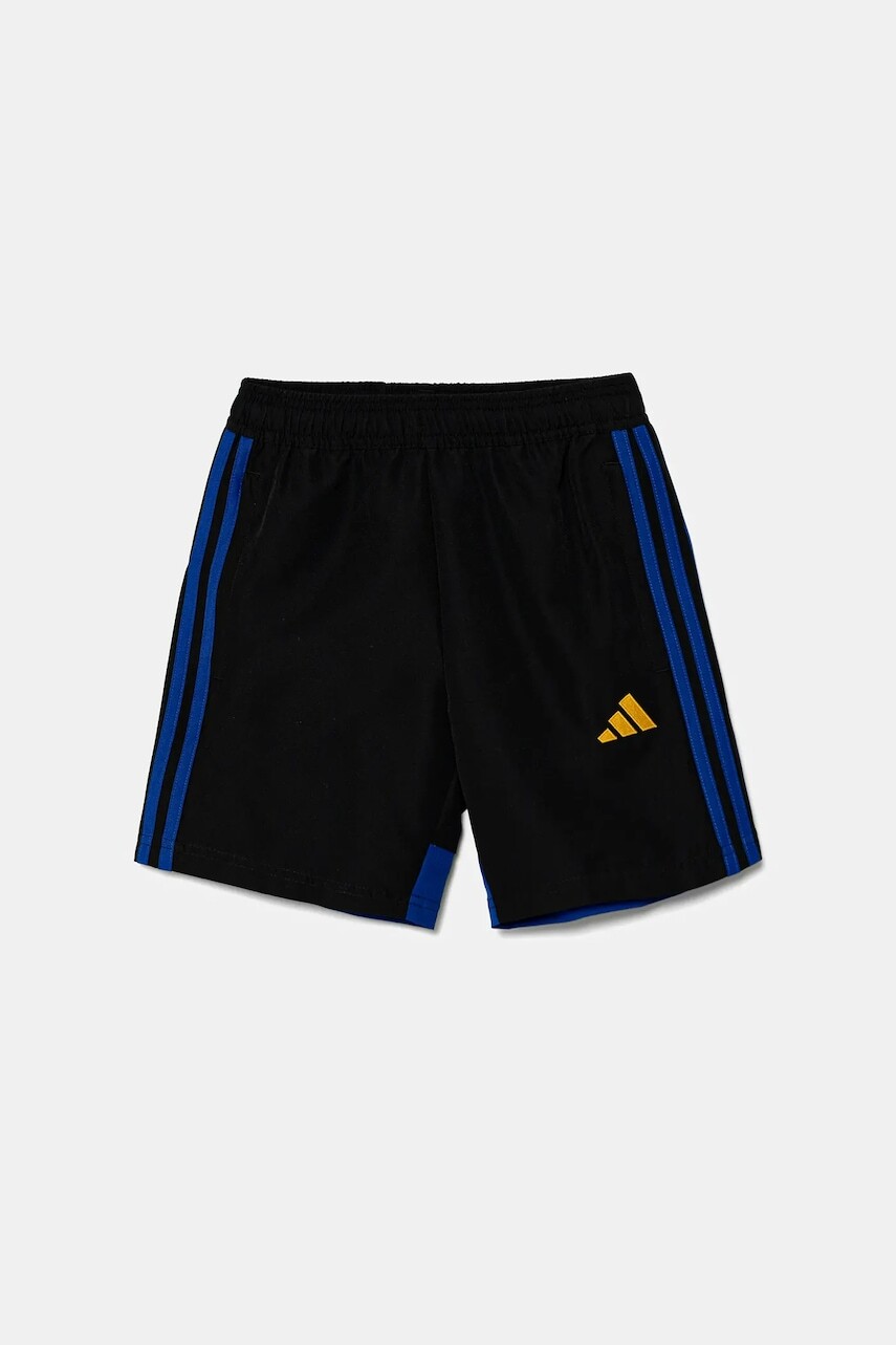 Detské krátke nohavice adidas Performance čierna farba, s nášivkou, nastaviteľný pás JX2228