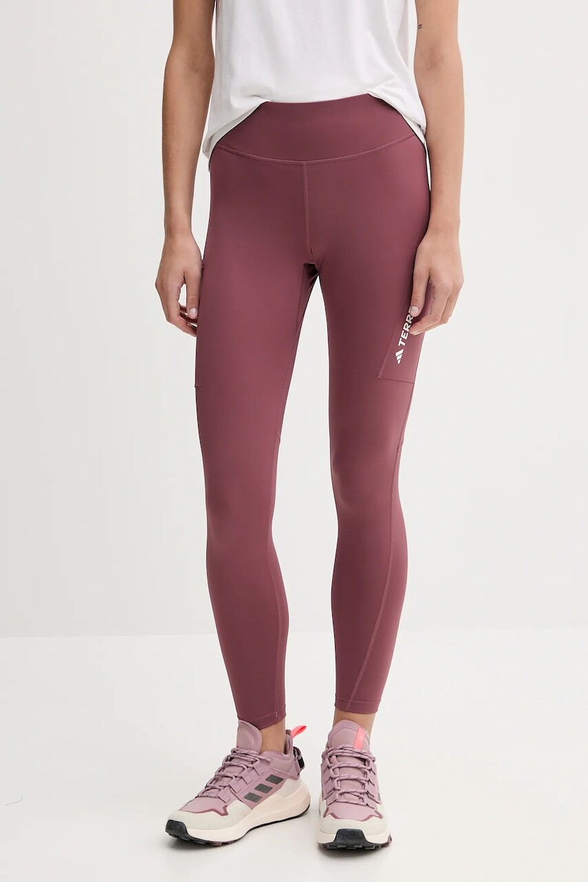 Legíny adidas TERREX Multi červená farba, jednofarebné, JE9423