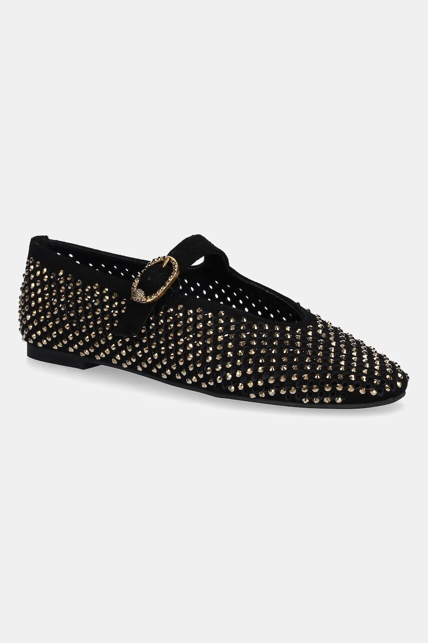 Semišové baleríny Kurt Geiger London Mayfair Ballet Flat čierna farba, 2656309209