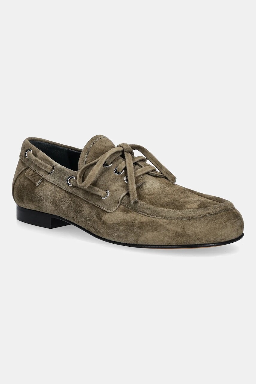 Semišové mokasíny Proenza Schouler Deck zelená farba, na plochom podpätku, SH253057