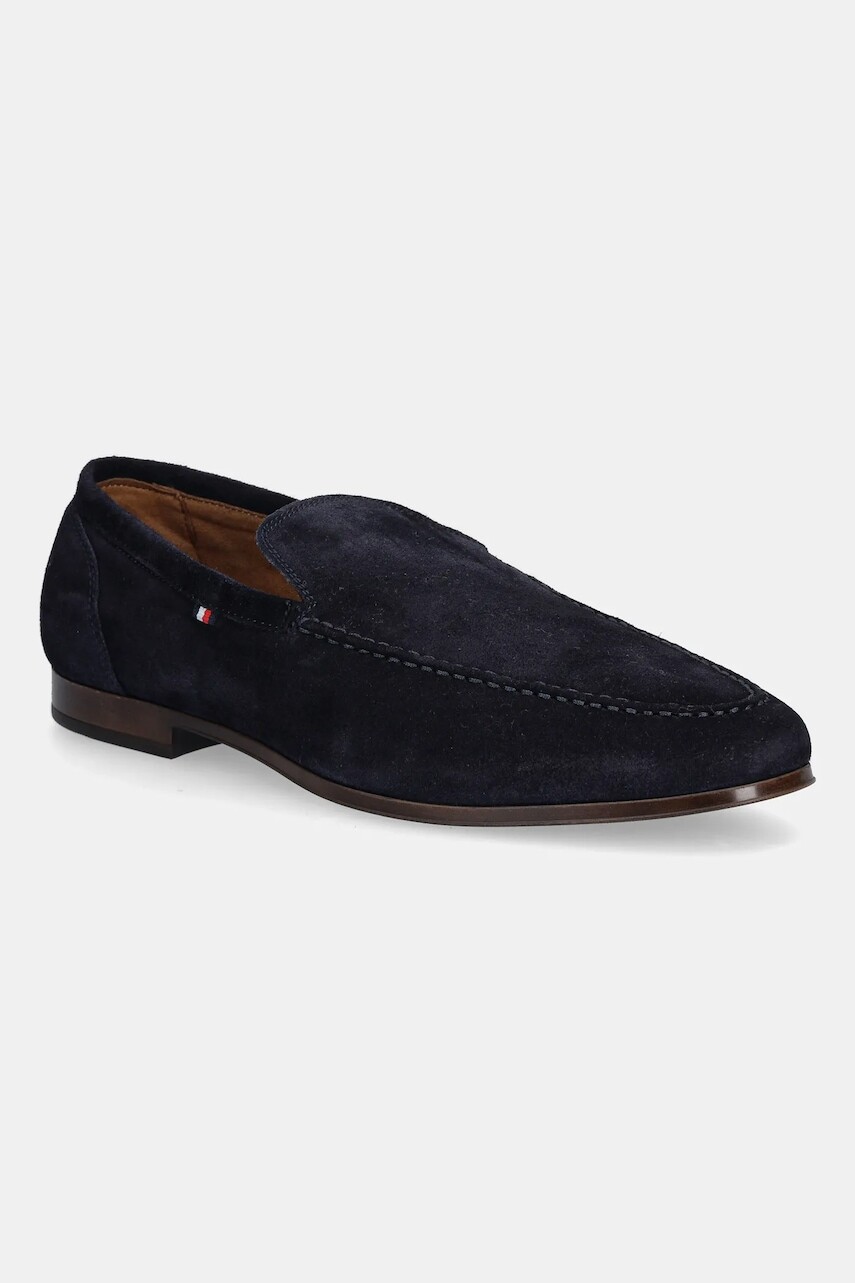 Semišové mokasíny Tommy Hilfiger TH FLEXIBLE SUEDE LOAFER tmavomodrá farba, FM0FM05496