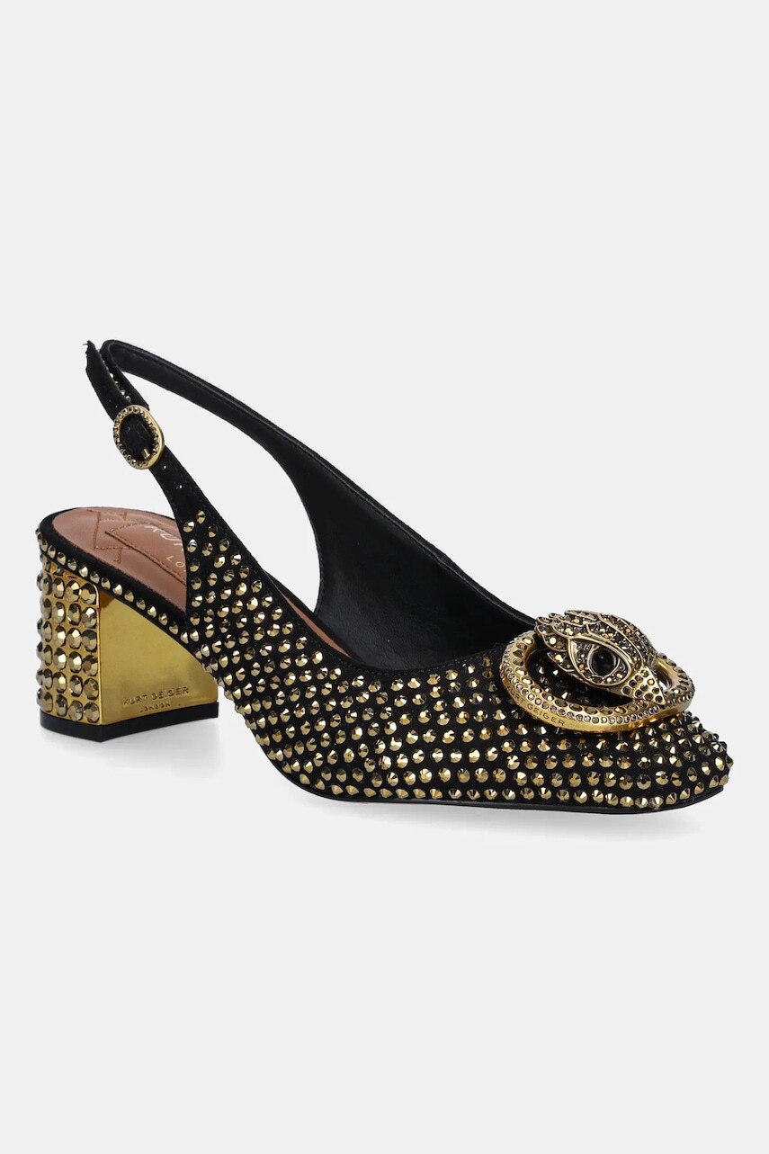 Lodičky Kurt Geiger London Chelsea Block Slingback čierna farba, na nízkom podpätku, 3415009609