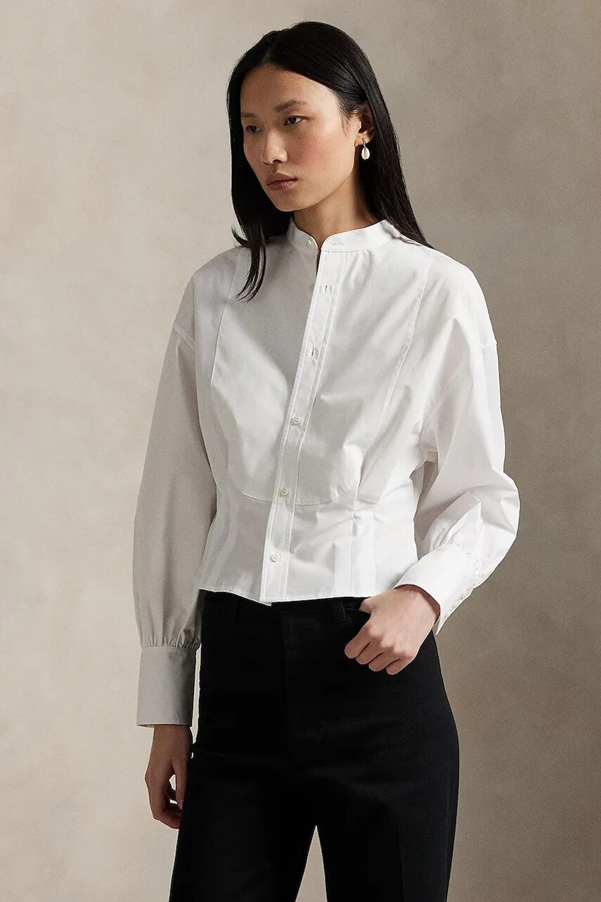 Bavlnená košeľa Polo Ralph Lauren biela farba, voľný strih, 211971507