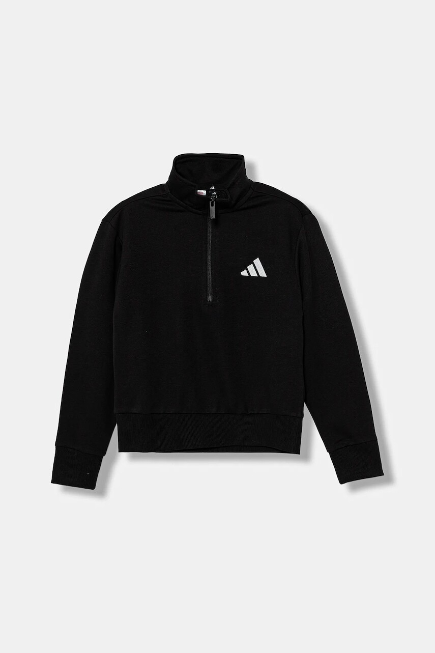 Detská mikina adidas čierna farba, s nášivkou, JN2433