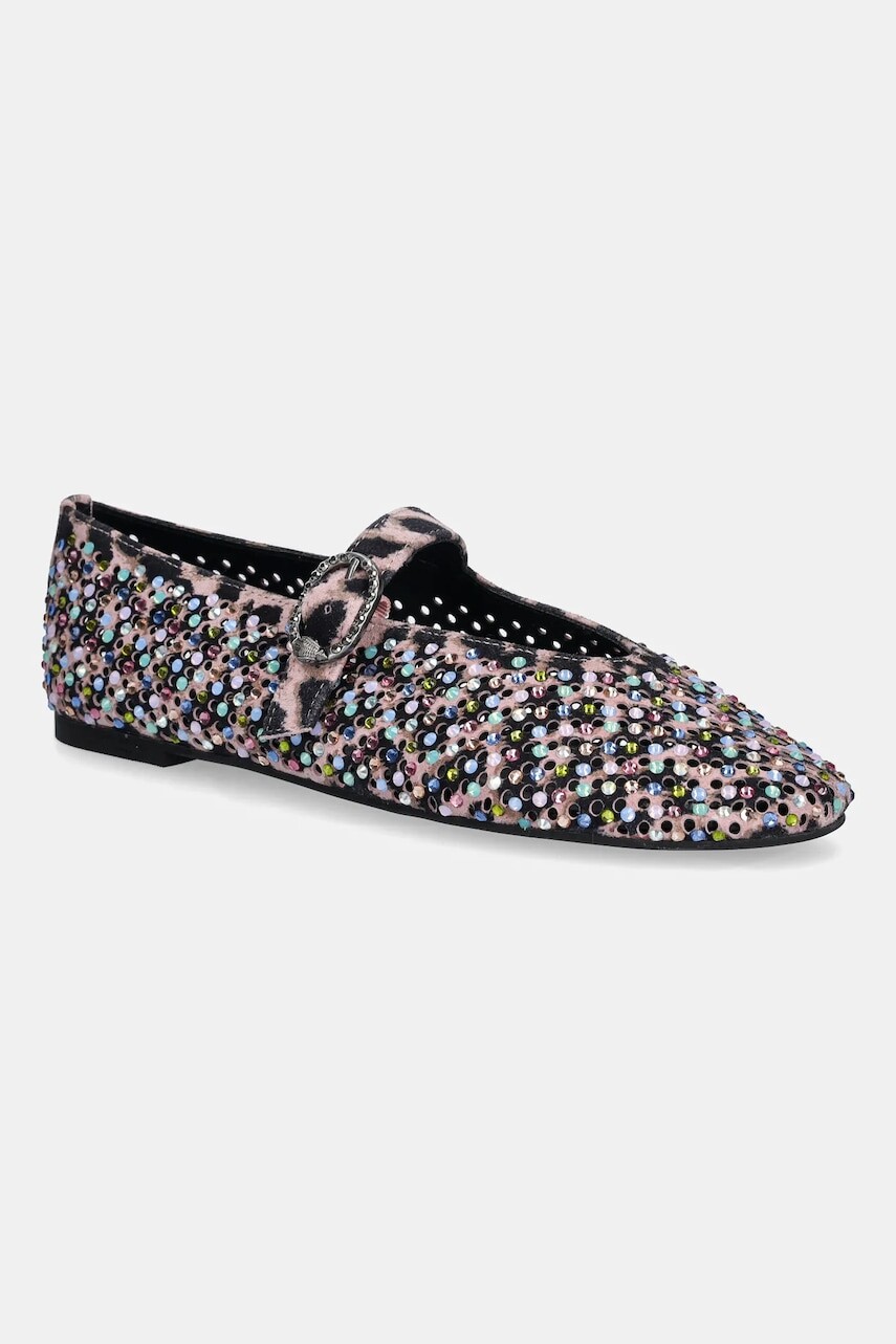 Semišové baleríny Kurt Geiger London Mayfair Ballet Flat ružová farba, 2656357289