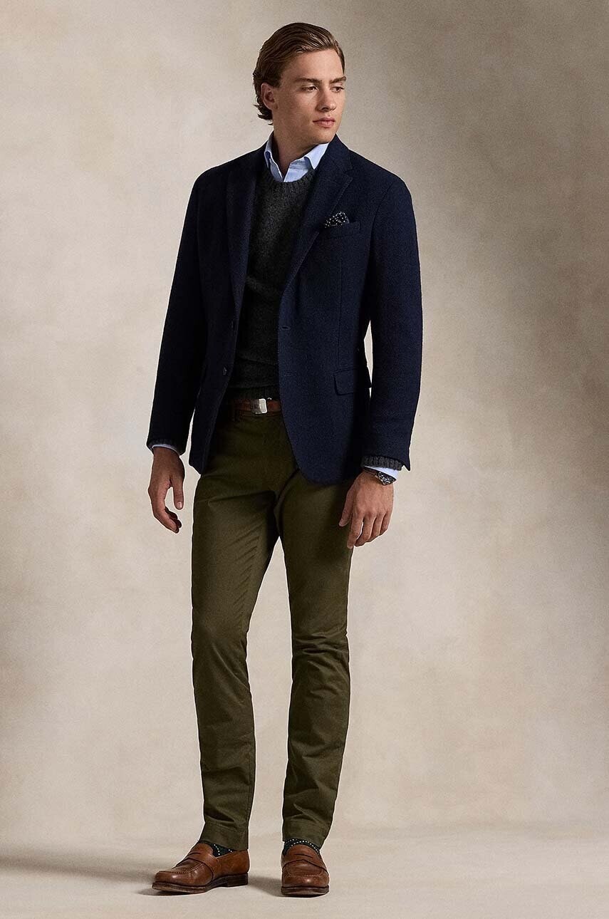 Nohavice Polo Ralph Lauren Slim Fit HDN Pant pánske, zelená farba, strih chinos, 710856719