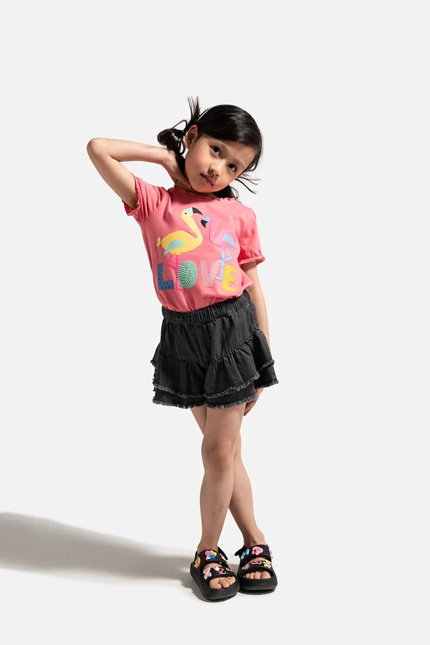 Šortky Coccodrillo čierna farba, nastaviteľný pás TROPICAL STORY GIRL KIDS