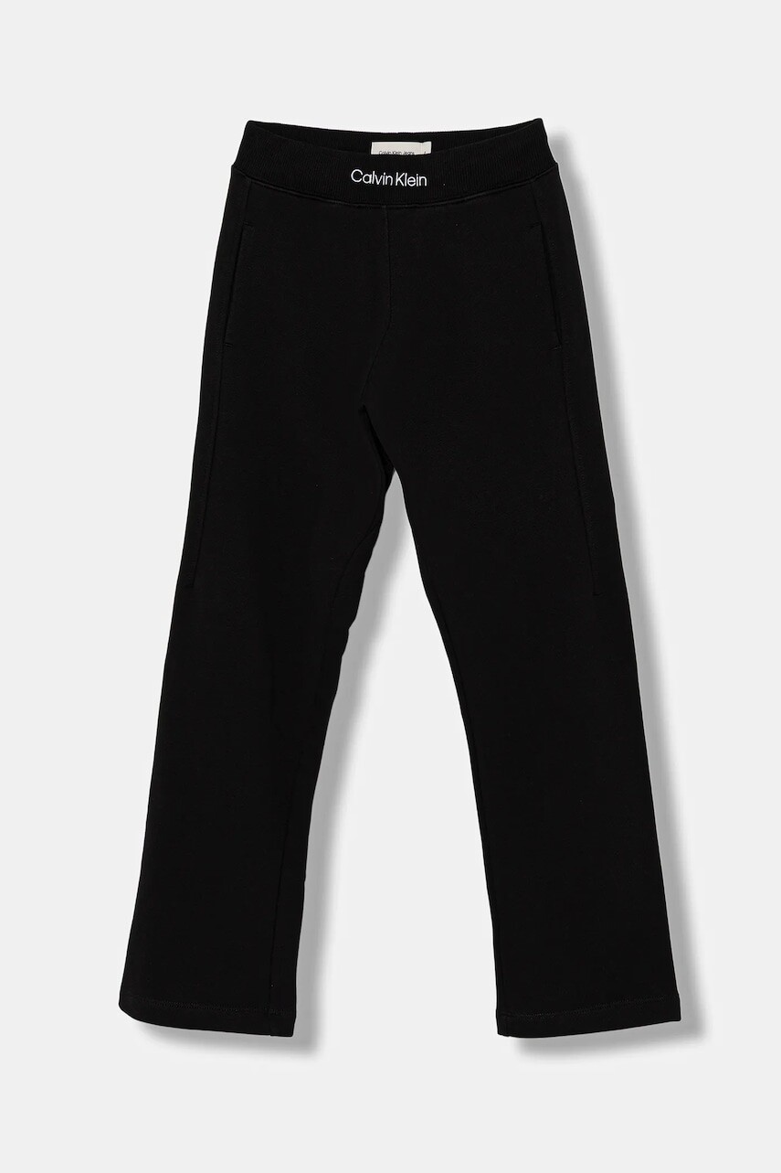 Detské bavlnené tepláky Calvin Klein Jeans WB EMBROIDERY TERRY J čierna farba, jednofarebné, IB0IB02538