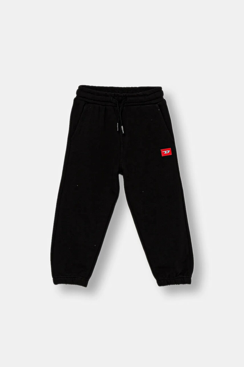 Detské bavlnené tepláky Diesel PXGIN TROUSERS čierna farba, melanžové, J02461