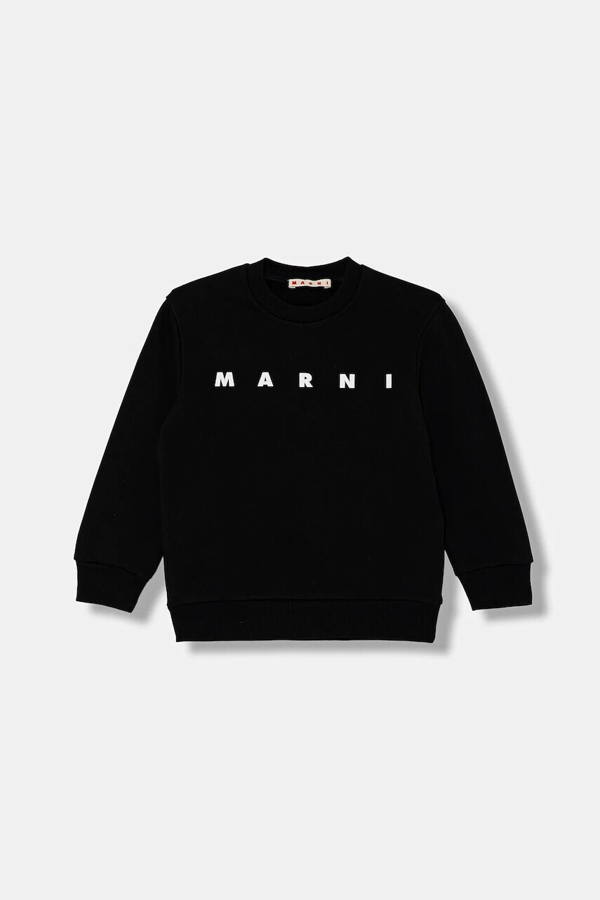 Detská bavlnená mikina Marni MS340U SWEAT-SHIRT čierna farba, s potlačou, M01612