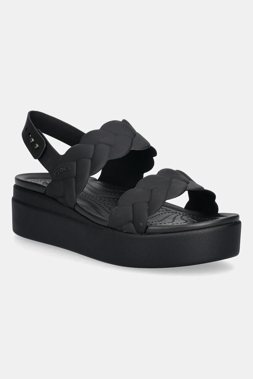 Sandále Crocs Brooklyn Woven Upper Low Wedge čierna farba, na platforme, 209977