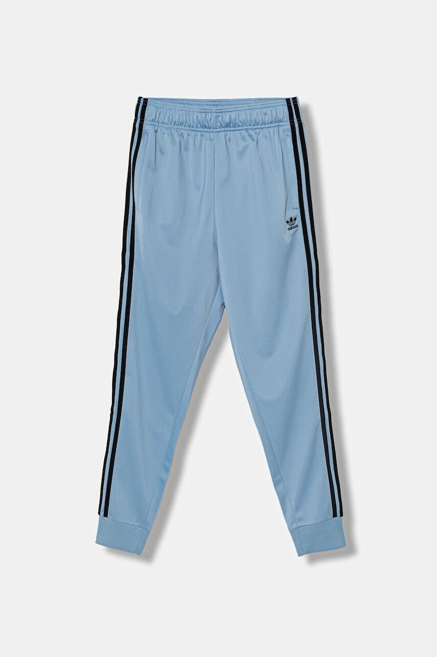 Detské tepláky adidas Originals modrá farba, s nášivkou, JV8568