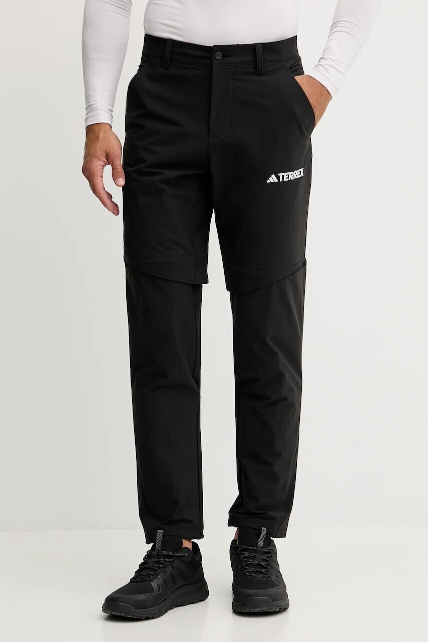 Turistické nohavice adidas TERREX Multi čierna farba, rovný strih, IZ3320