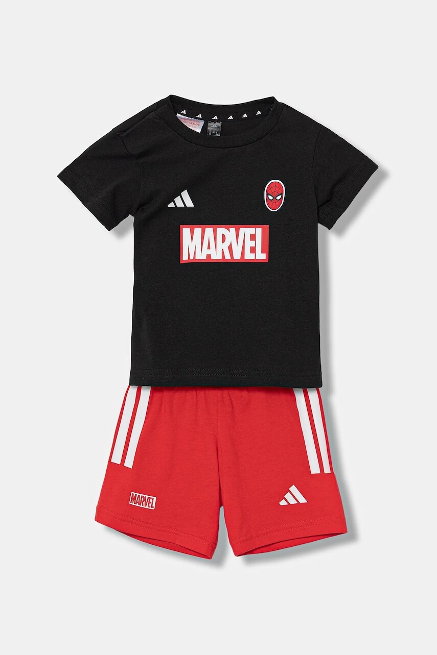 Detská bavlnená súprava adidas Marvel červená farba, JW9968