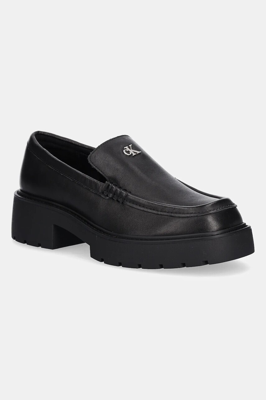 Mokasíny Calvin Klein Jeans COMBAT LOAFER HW LTH čierna farba, na platforme, YW0YW01862