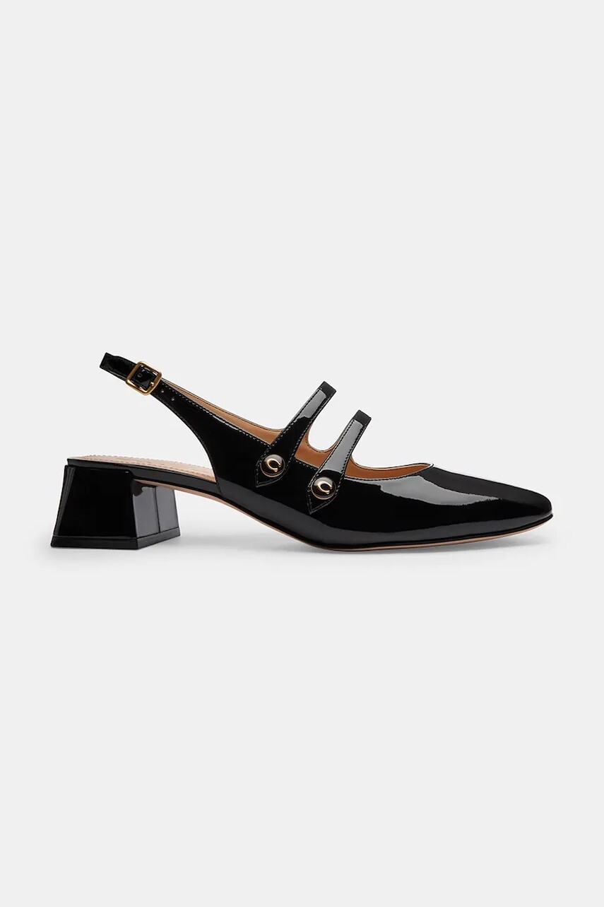 Kožené lodičky Coach Winley Slingback Mary Jane čierna farba, na podpätku, s otvorenou pätou, CAS42