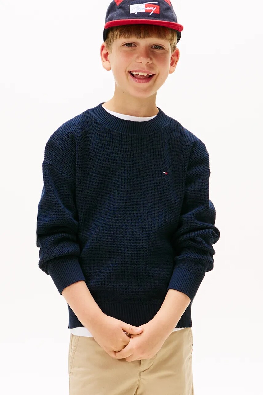 Bavlnený sveter Tommy Hilfiger tmavomodrá farba, KB0KB09756