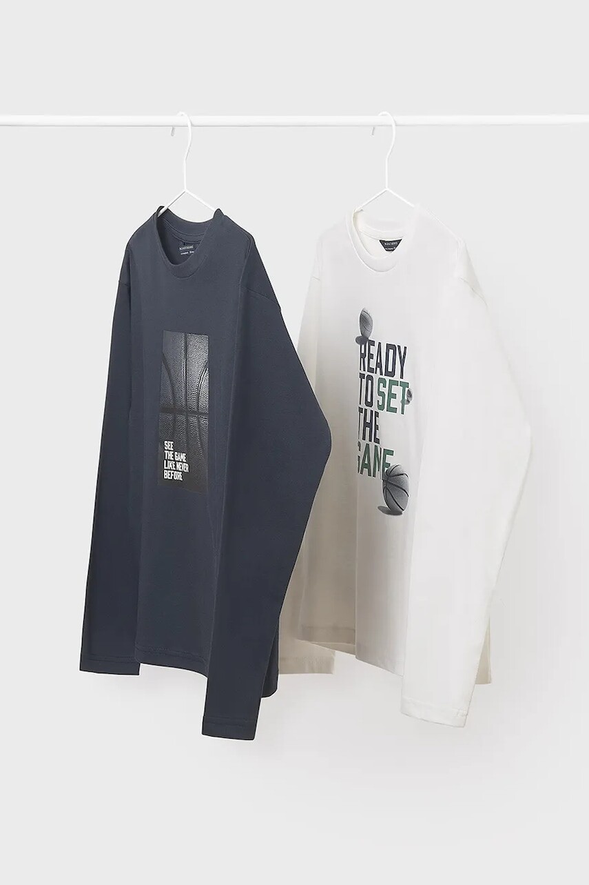 Bavlnené tričko s dlhým rukávom Mayoral tmavomodrá farba, 7002