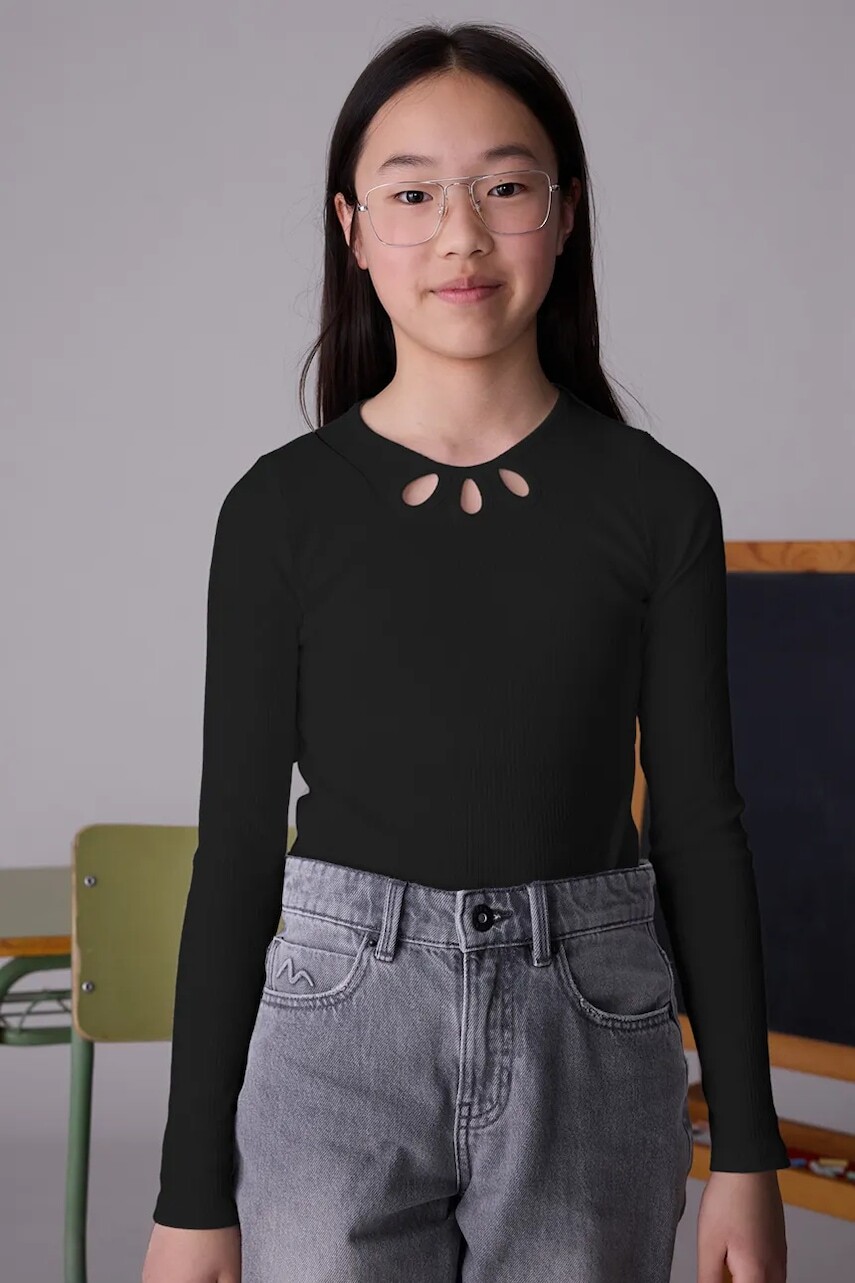 Tričko s dlhým rukávom Mayoral čierna farba, 7022