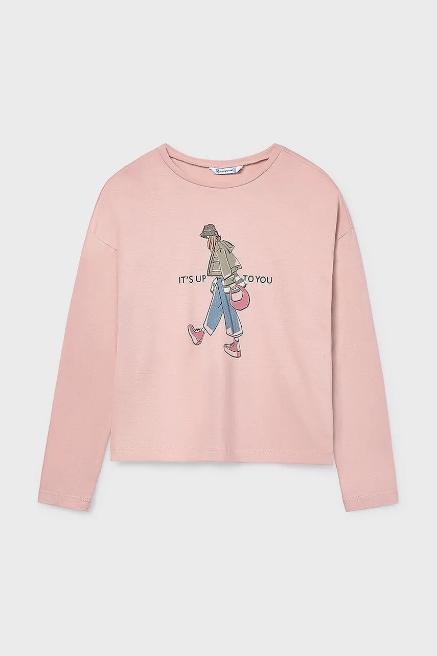 Detské tričko s dlhým rukávom Mayoral ružová farba, 7019