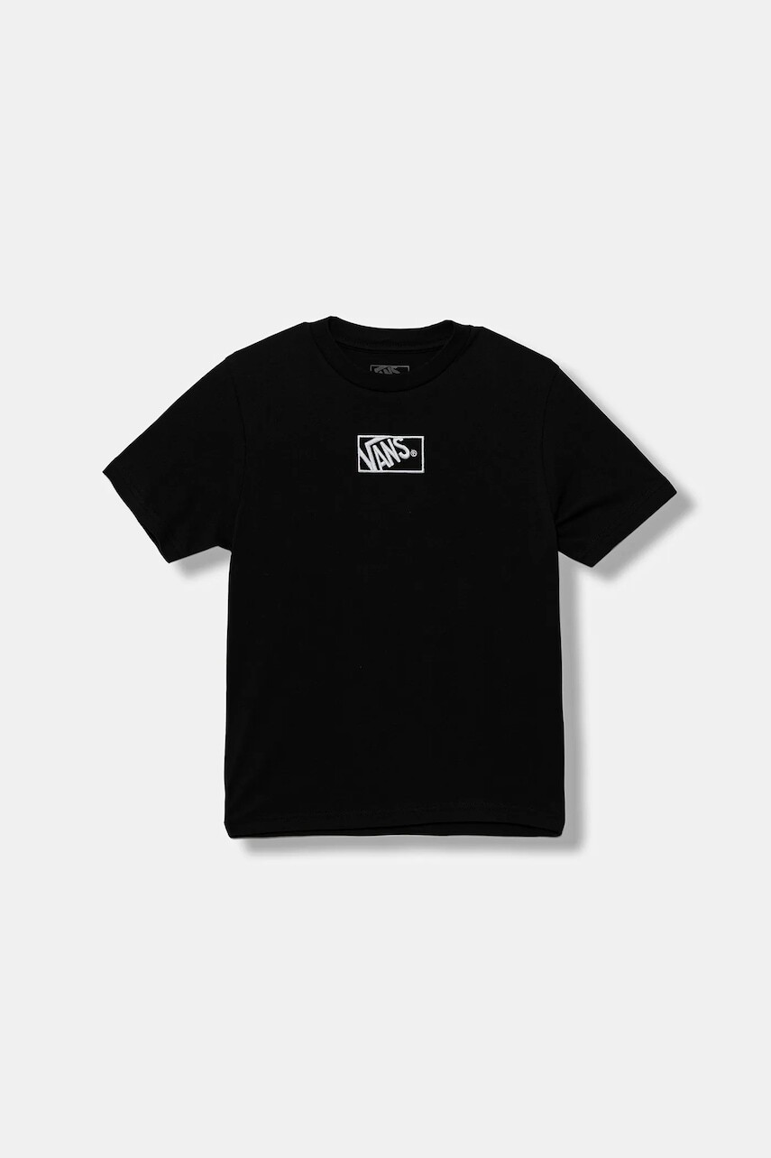 Detské bavlnené tričko Vans BY BLOCKED BOX SS TEE čierna farba, jednofarebné, VN000RBCBLK1