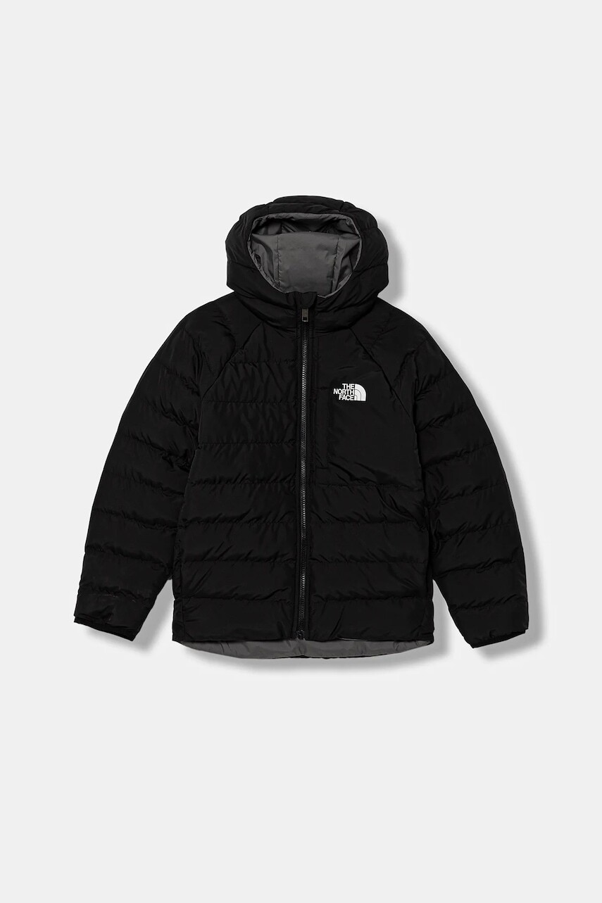 Detská obojstranná bunda The North Face B REVERSIBLE PERRITO HOODED JACKET čierna farba, NF0A88TWWOO1