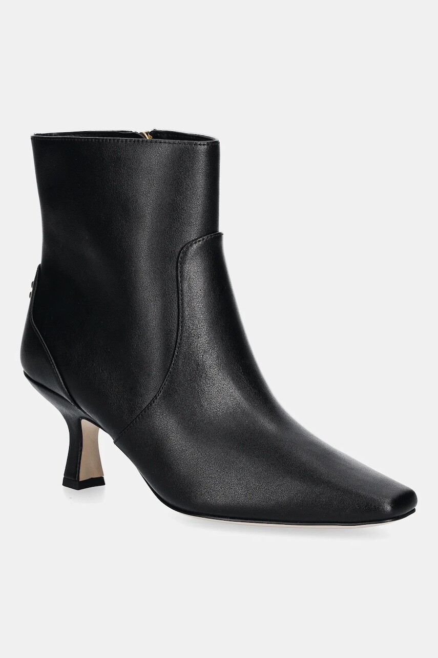 Kožené členkové topánky Coach Sculpted C Kitten Heel Leather Bootie čierna farba, na vysokom podpätku, CBP25