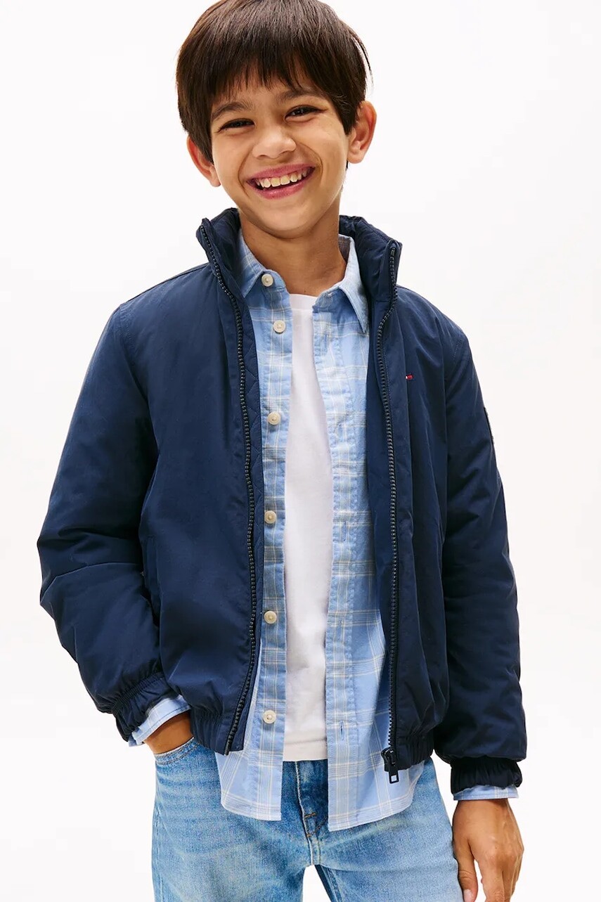 Detská bunda Tommy Hilfiger tmavomodrá farba, KB0KB09852