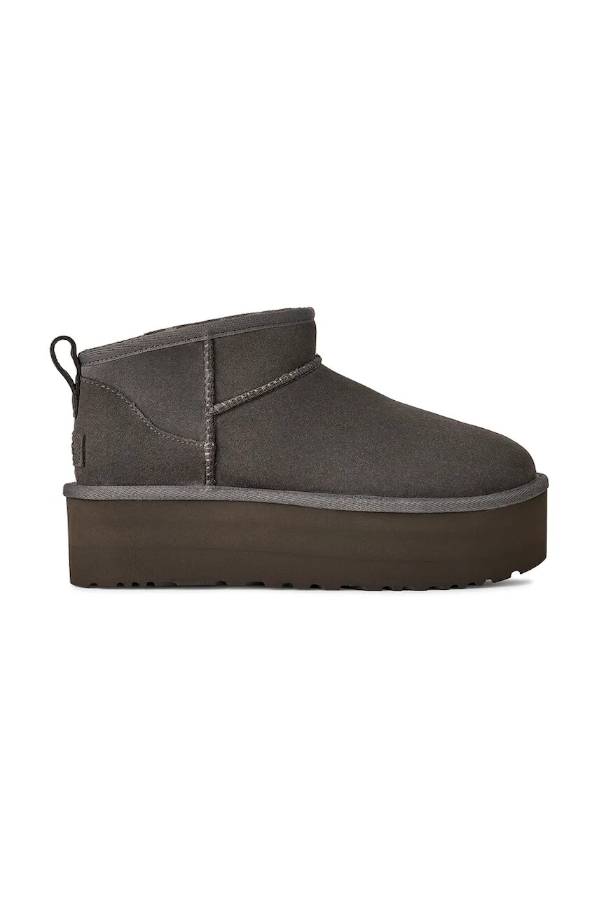 Semišové snehule UGG Classic Ultra Mini Platform šedá farba, 1135092.CHRC