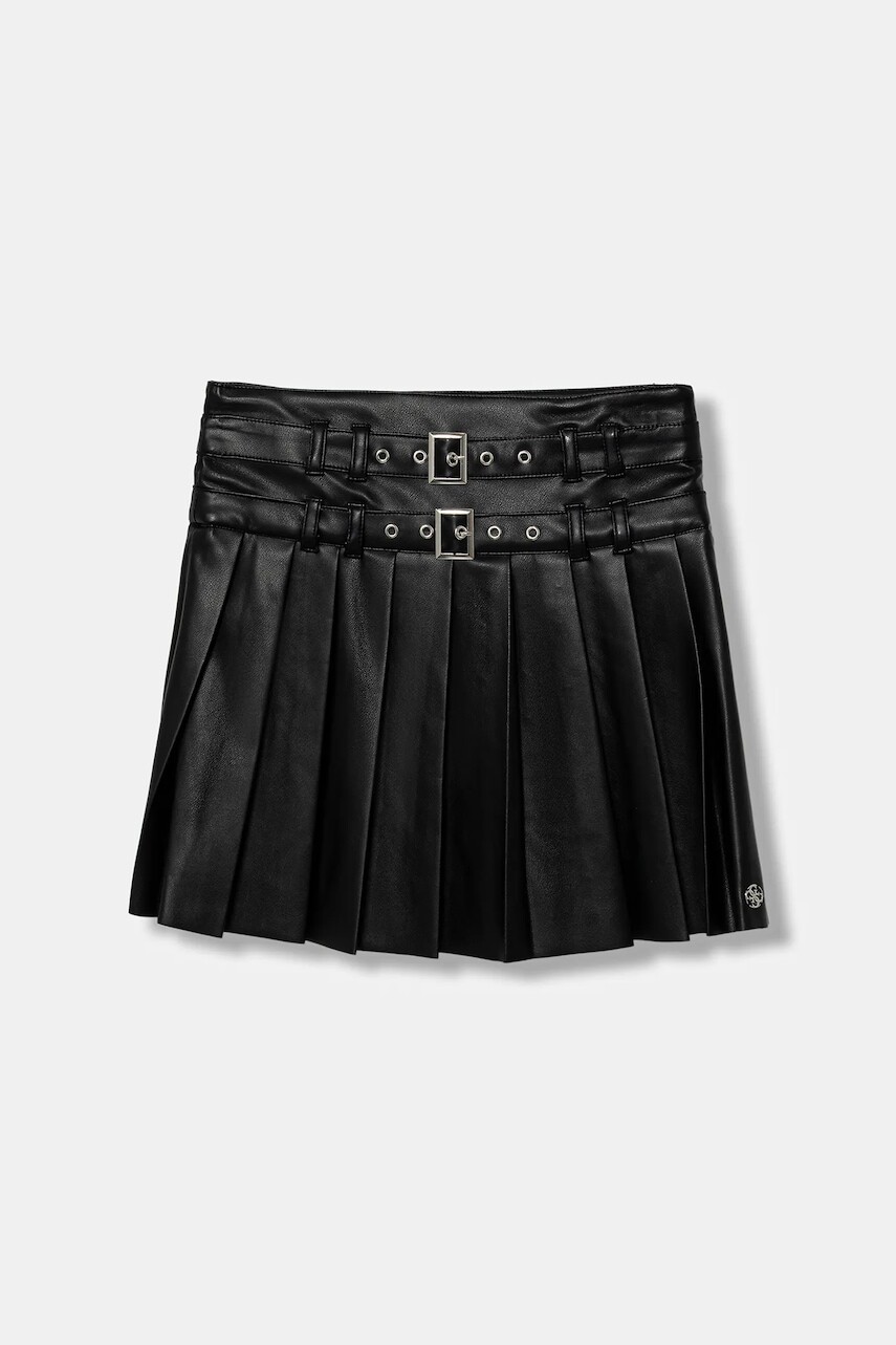 Dievčenská sukňa Guess čierna farba, mini, áčkový strih, J5YD04 WFV60