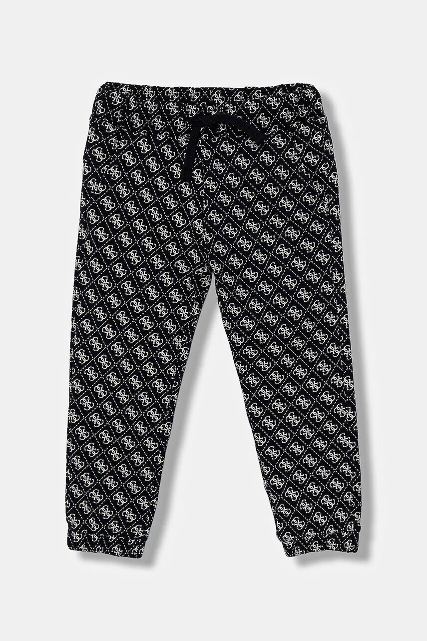 Detské bavlnené tepláky Guess tmavomodrá farba, vzorované, N5YQ15 KA6R4