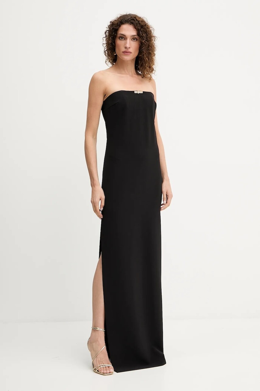 Šaty Elisabetta Franchi čierna farba, midi, priliehavé, AB84852E3