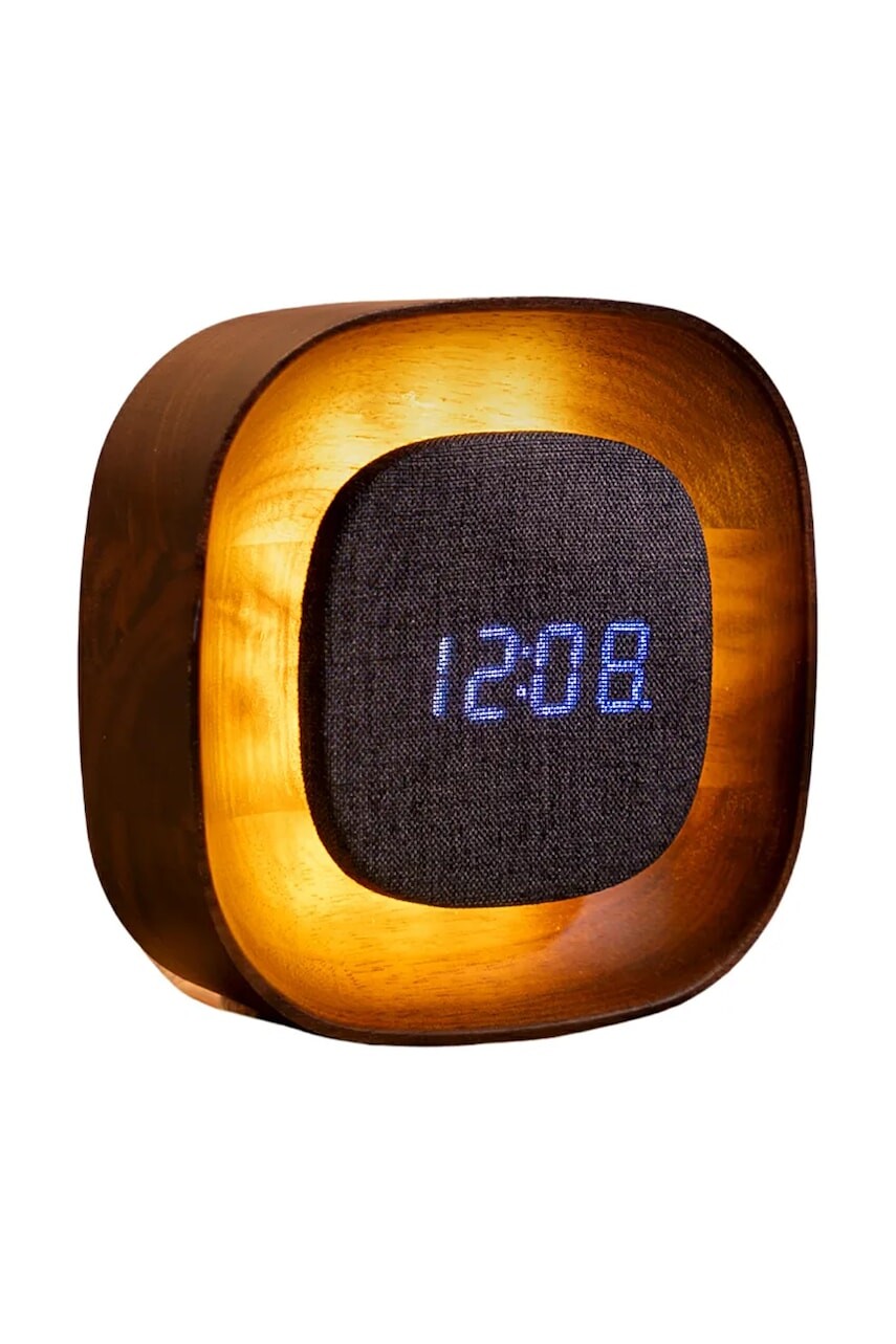 Led budík Gingko Design Lumos 12,5 cm hnedá farba