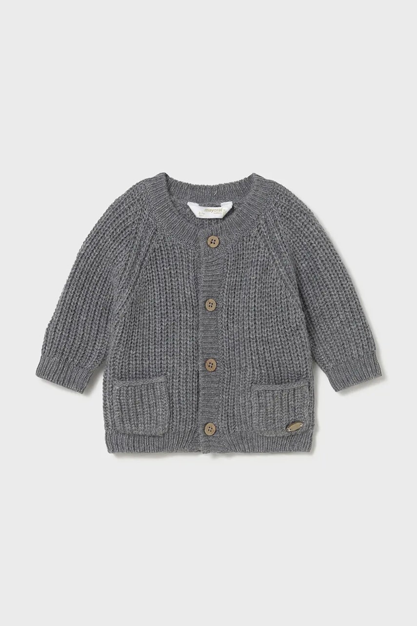 Sveter pre bábätká Mayoral Newborn šedá farba, ľahký, 2339
