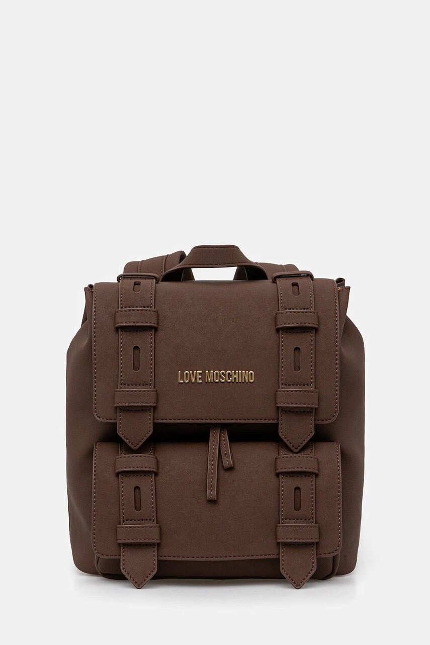 Ruksak Love Moschino dámsky, hnedá farba, malý, jednofarebný, JC4172PP1NLB0301