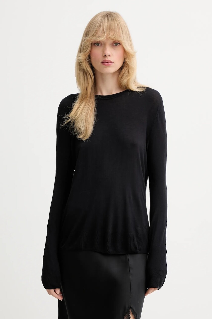 Sveter Calvin Klein čierna farba, ľahký, LV044C339G