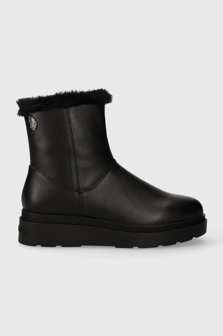Kožené členkové topánky U.S. Polo Assn. PENNY čierna farba, na platforme, jemne zateplené, PENNY006W/CL1