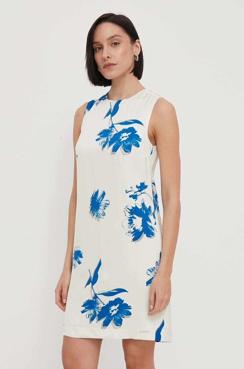 Šaty Calvin Klein žltá farba,mini,áčkový strih,K20K207038