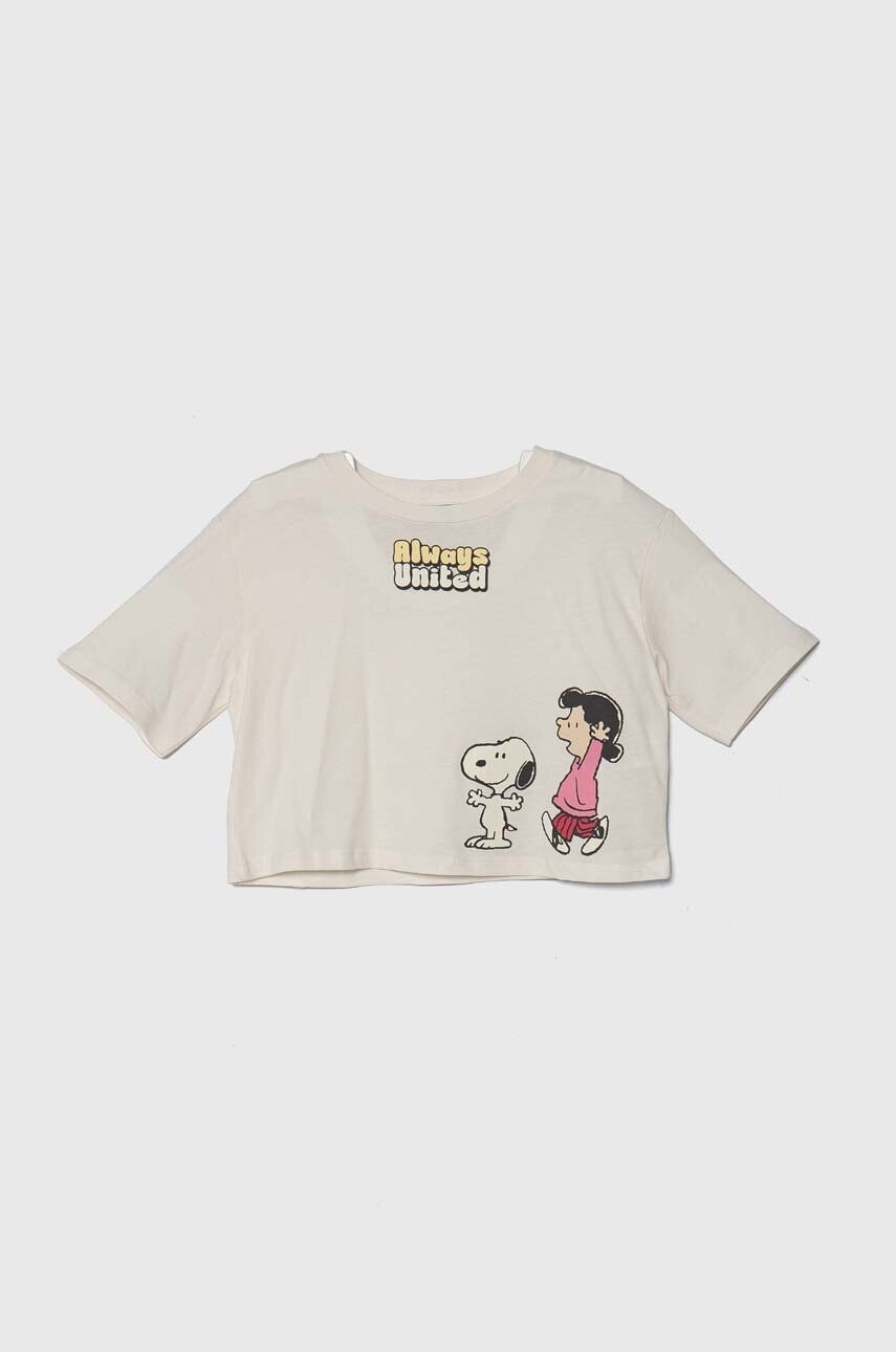 Detské bavlnené tričko United Colors of Benetton X Peanuts béžová farba