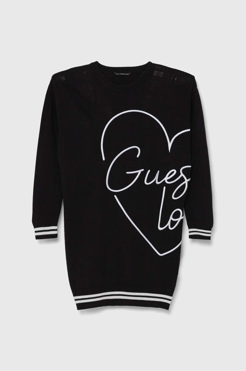 Dievčenské šaty Guess čierna farba, mini, oversize, J4YK08 Z3FV0