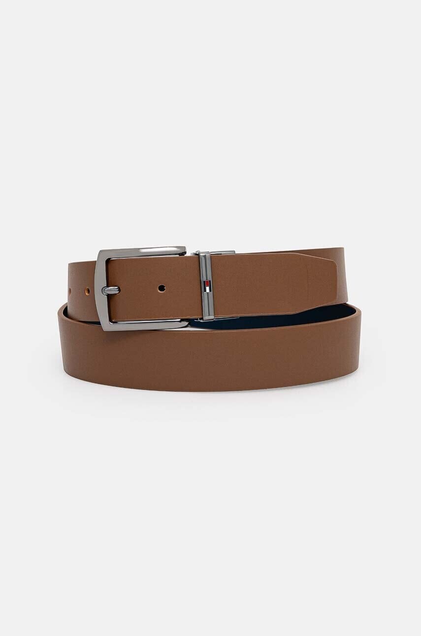 Kožený opasok Tommy Hilfiger pánsky, hnedá farba, AM0AM12549