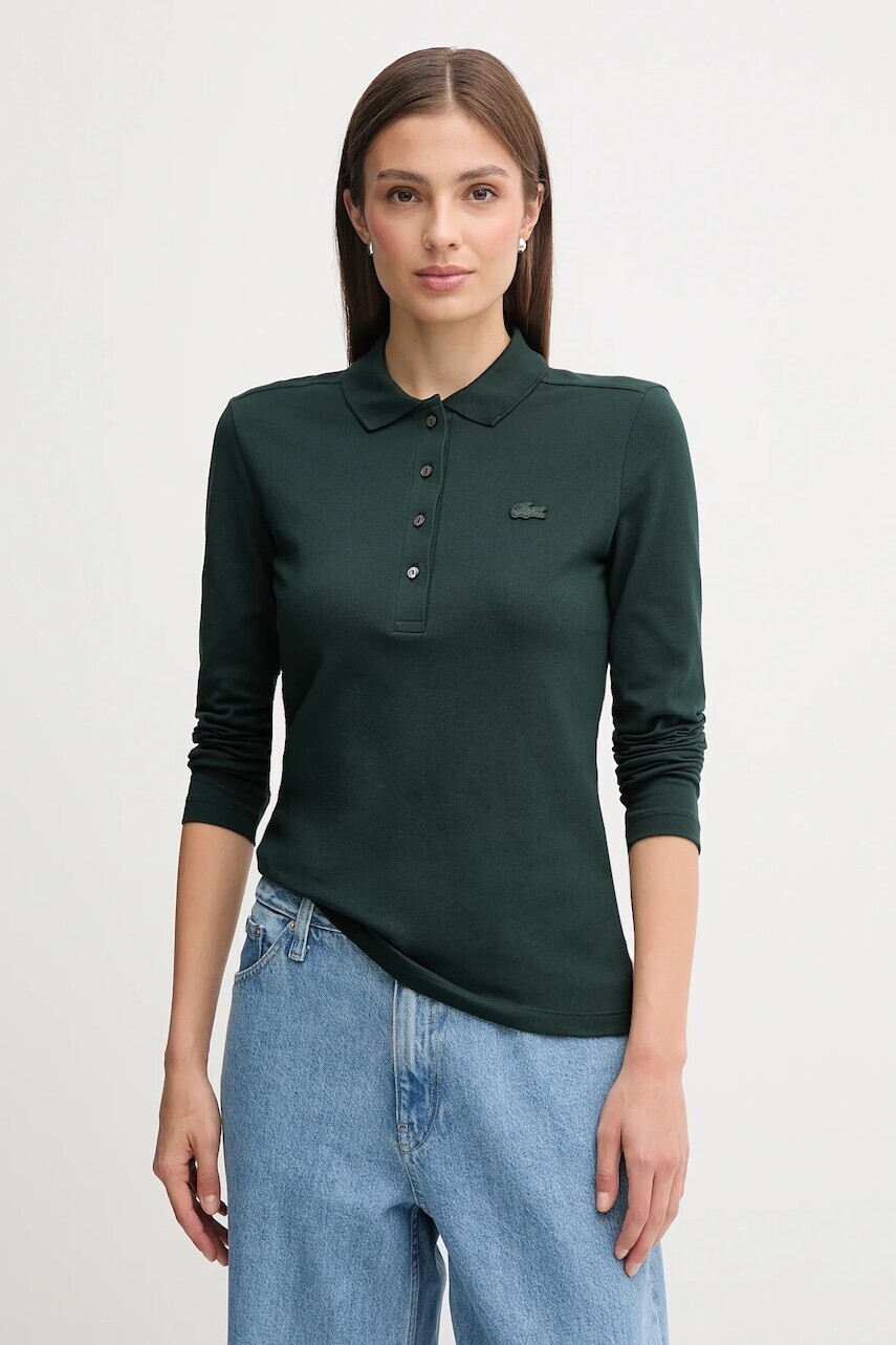 Tričko s dlhým rukávom Lacoste čierna farba, PF5464